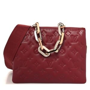 Louis Vuitton Lambskin Embossed Monogram Coussin PM Wine Shoulder Bag/ C…